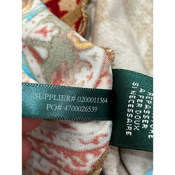 Lauren Ralph Lauren Women's M Brown Dress Polyester Wrap V Neck Paisley Bohemian - Picture 6 of 10